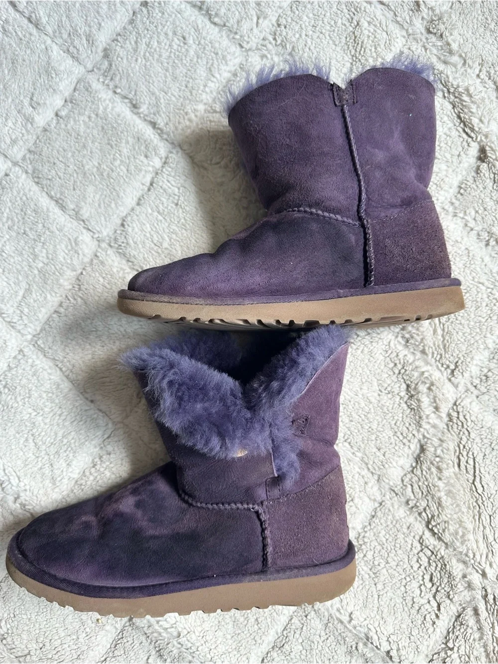 *FLAWED* Ugg Australia | Purple Bailey Button Boots Shoes | Size 4 Girls